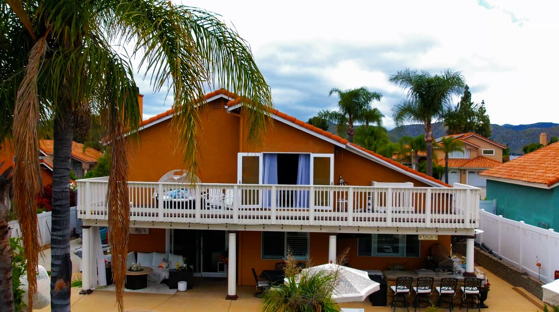 Aerial view of a residential property