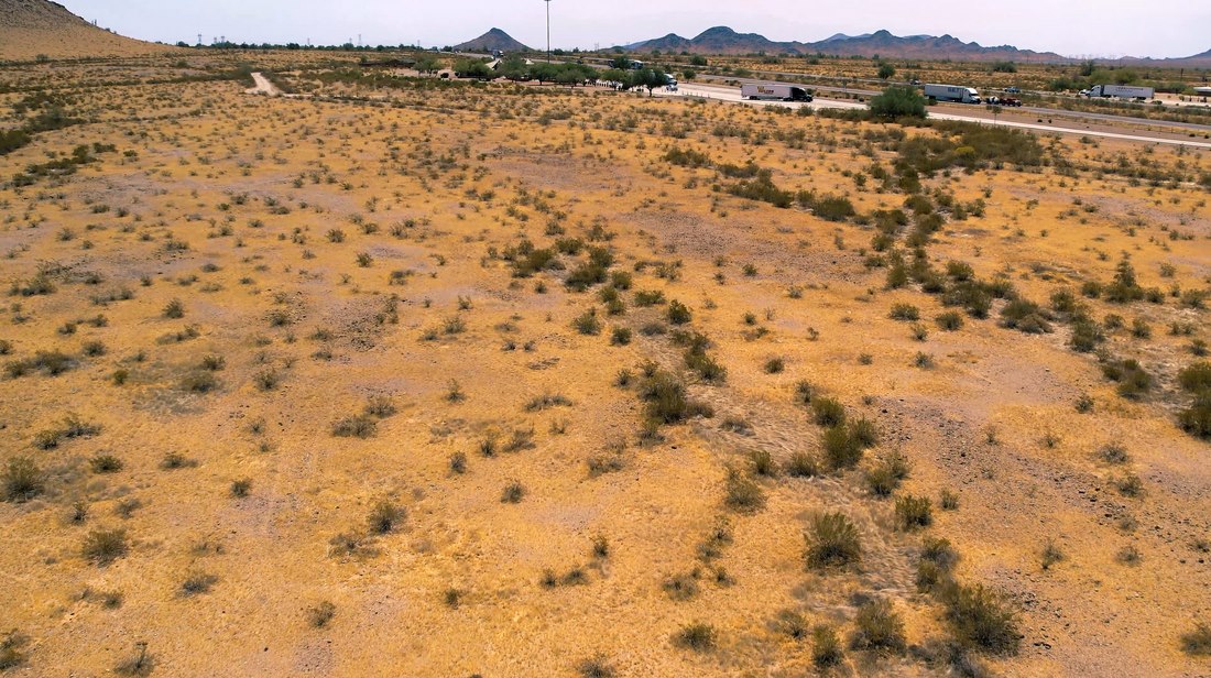 Aerial view of desert foothills