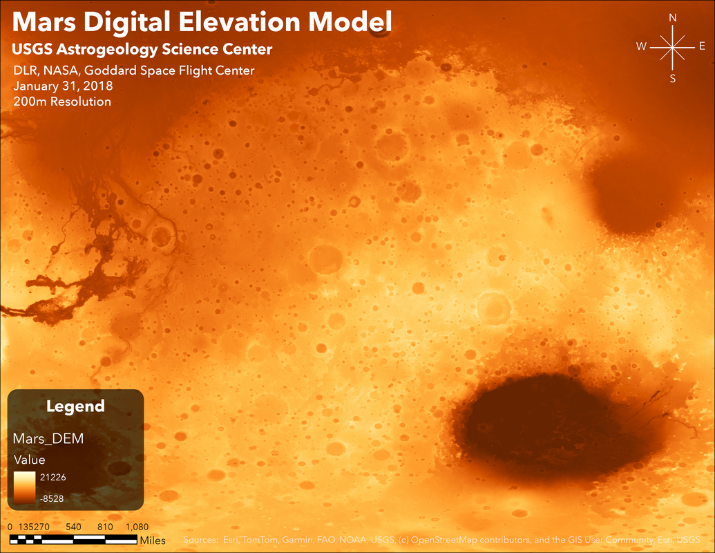 Mars digital elevation model